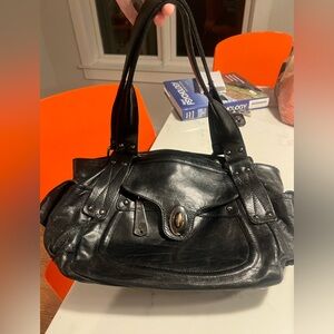 Toscani black Italian Leather Shoulder Tote Bag Y2K